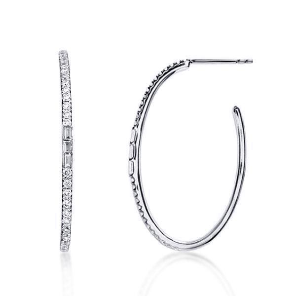 Classic Round & Emerald Hoop Earrings, White