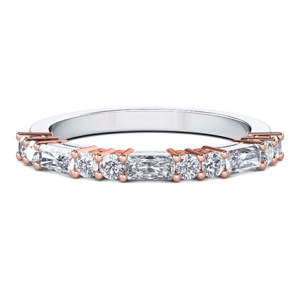 Two Tone Classic Thin Wedding Band (0.72 CT. TW.), White