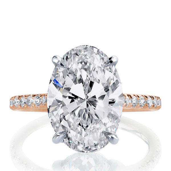 Italo Two Tone Oval Created White Sapphire Engagement Ring