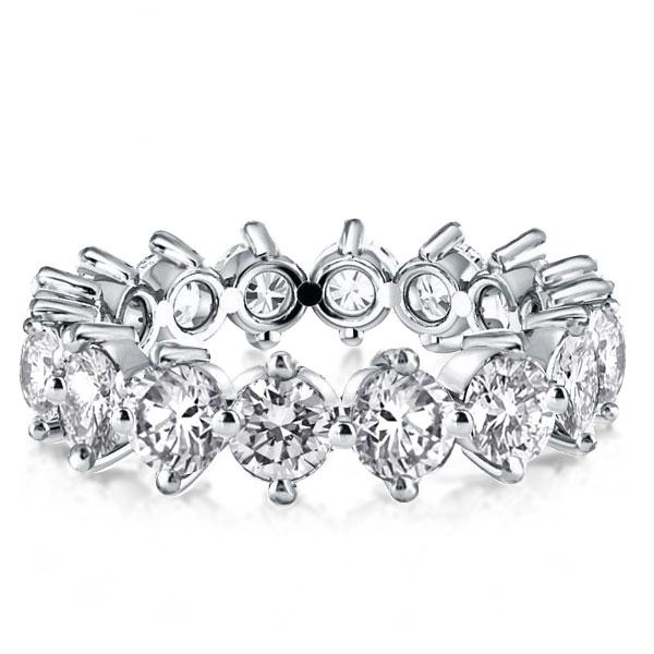 Eternity Round Cut Prong Wedding Band, White