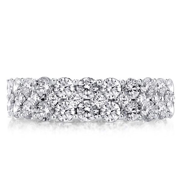 Triple Row Round Cut Eternity Wedding Band, White