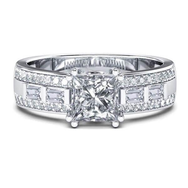 Italo Created White Sapphire Engagement Ring (0.99 CT. TW.)