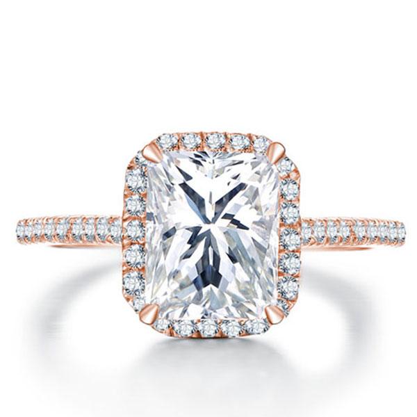 Italo Rose Gold Halo Created White Sapphire Engagement Ring