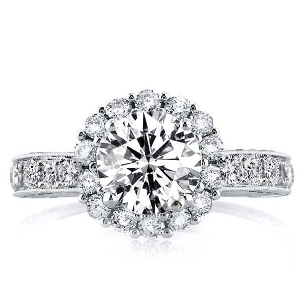 Italo Halo Created White Sapphire Engagement Ring