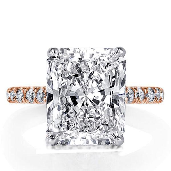 Tow Tone Classic Radiant Engagement Ring, White