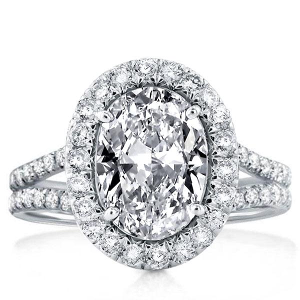 Italo Halo Oval Created White Sapphire Engagement Ring
