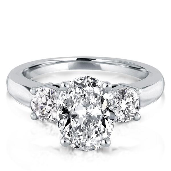 Italo Three Stone Oval Created White Sapphire Engagement Ring