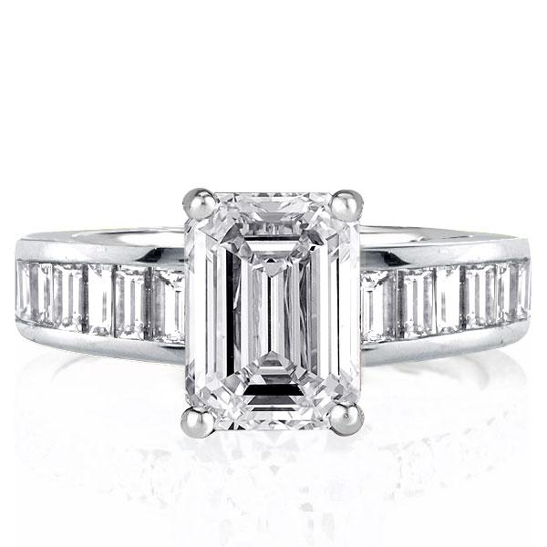 Emerald Created White Sapphire Engagement Ring(3.65 CT. TW.)