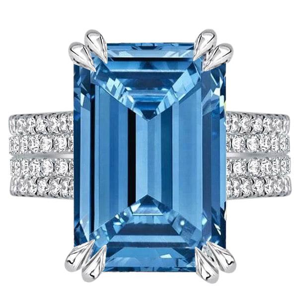 Multi Row Double Prong Radiant Engagement Ring, White