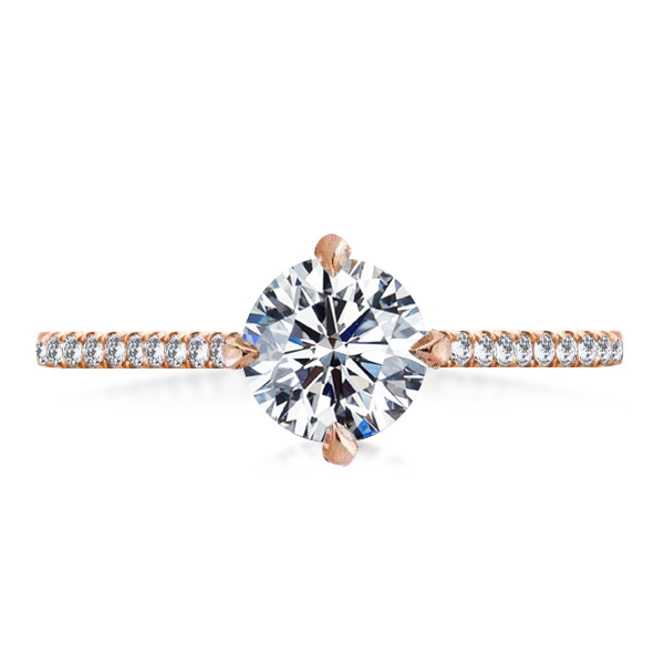 Rose Gold Round Cut 4 Prong Engagement Ring, White