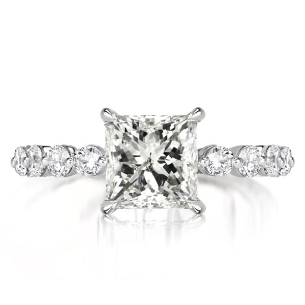 Half Eternity Princess Cut Engagement Ring, White
