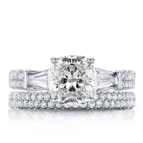 Italo Three Stone Created White Sapphire Bridal Set