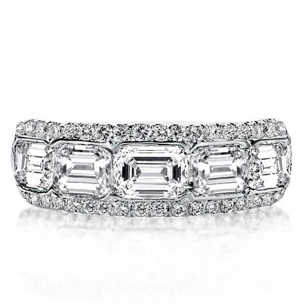 Halo Emerald Wedding Band(3.55 CT. TW.), White
