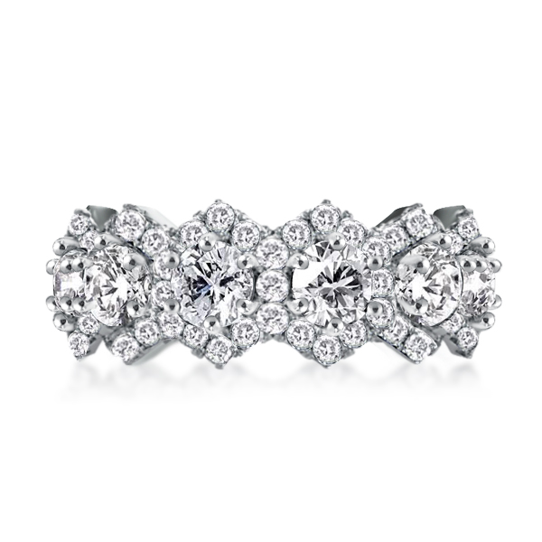 Halo Half Eternity Wedding Band, White