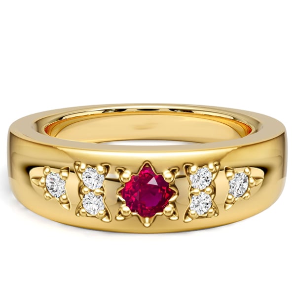 Italo Golden Gypsy Setting Round Cut Ruby Rings For Women, White
Italo Golden Gypsy Setting Round Cut Ruby Rings For Women, White