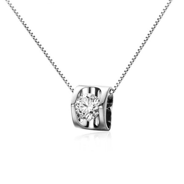 Italo Heart Created White Sapphire Pendant Necklace