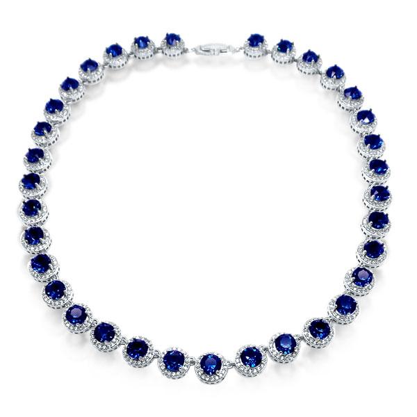 Italo Blue Sapphire Necklace Sterling Silver Tennis Necklace For Women, White
Italo Blue Sapphire Necklace Sterling Silver Tennis Necklace For Women, White