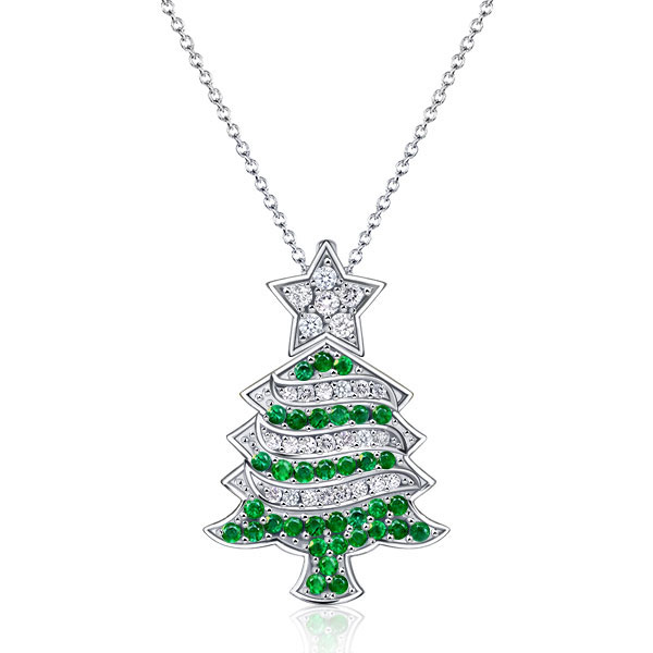 Italo Christmas Tree Pendant Necklace For Women Sterling Silver Necklace, White
Italo Christmas Tree Pendant Necklace For Women Sterling Silver Necklace, White