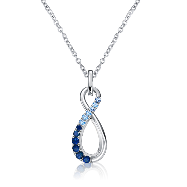 

Italo Blue Sapphire Infinity Necklace Aquamarine Necklace, White