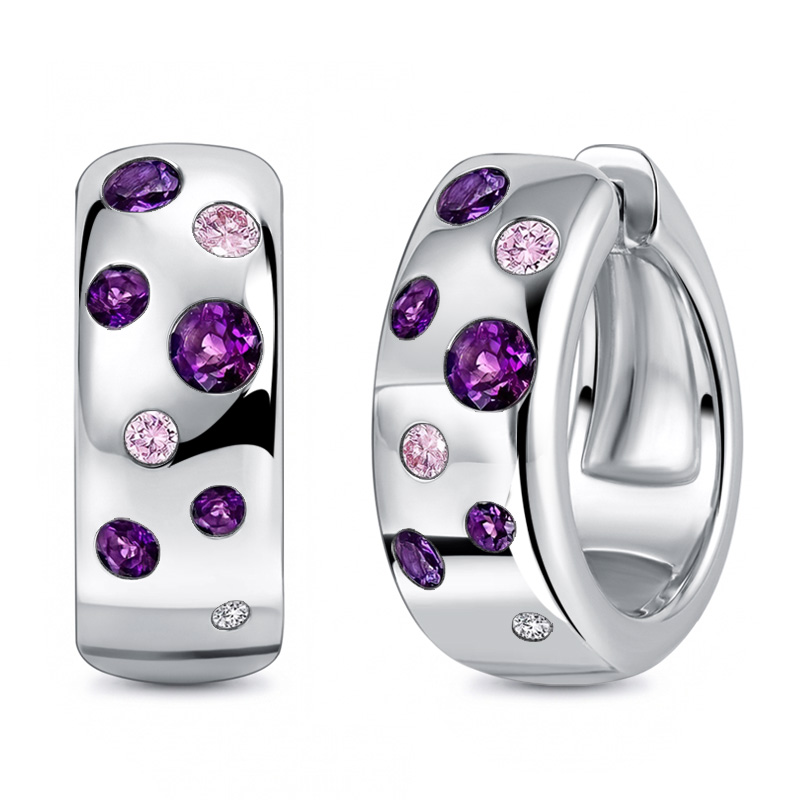 Italo Waterfall Amethyst & Pink Sapphire Hoop Earrings For Women, White
Italo Waterfall Amethyst & Pink Sapphire Hoop Earrings For Women, White