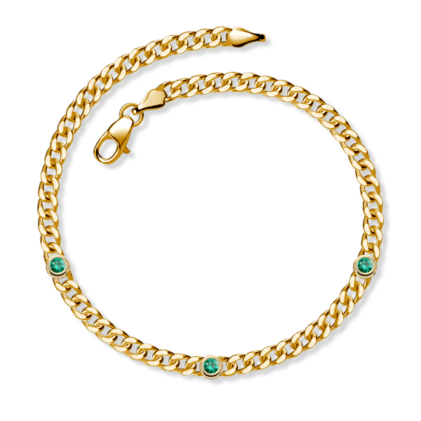 

Italo Golden Emerald Sapphire Cuban Link Bracelet, White
