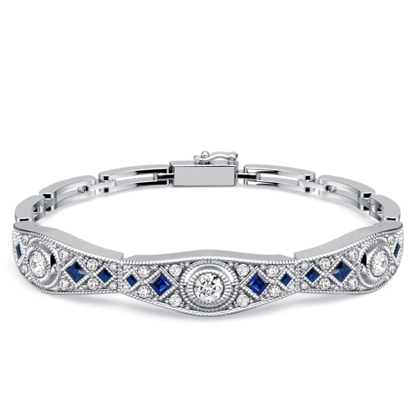 Italo Art Deco Blue & White Sapphire Tennis Bracelet For Women
Italo Art Deco Blue & White Sapphire Tennis Bracelet For Women