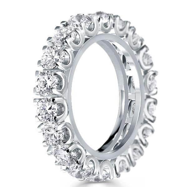 Classic Eternity Round Cut U Prong Wedding Band, White