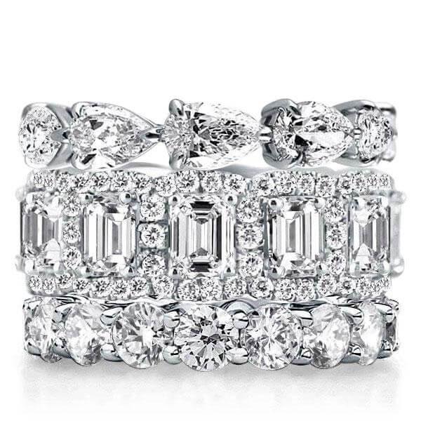 Italo Eternity Wedding Band For Women Stackable Ring Set, White