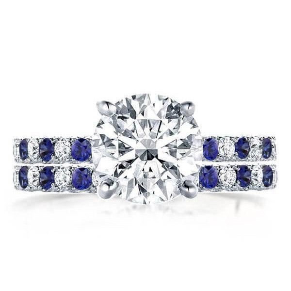 Classic Blue Round Cut Women Bridal Set, White