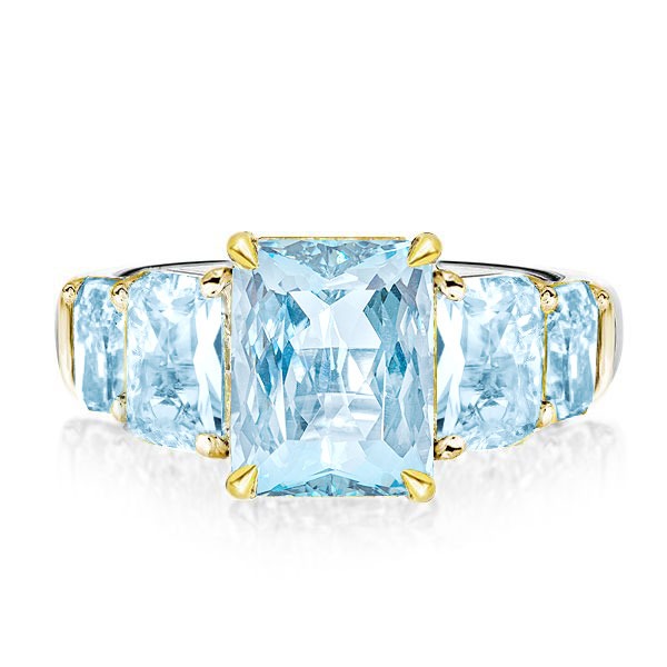 Five Stone Radiant Cut Aquamarine Engagement Ring, White
Five Stone Radiant Cut Aquamarine Engagement Ring, White