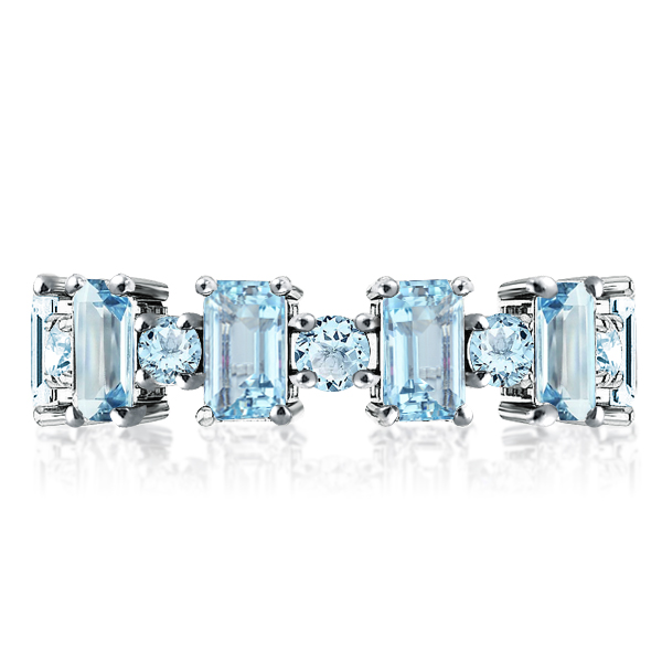 Italo Aquamarine Ring Baguette Wedding Band For Women In Sterling Silver, White
Italo Aquamarine Ring Baguette Wedding Band For Women In Sterling Silver, White