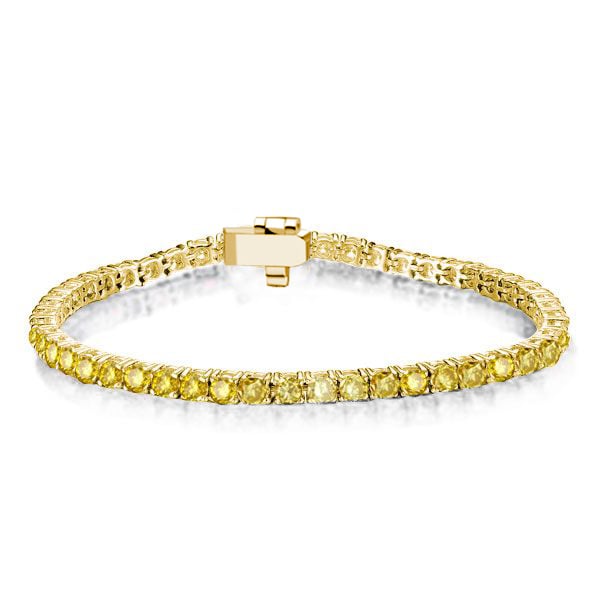 Golden Round Cut Yellow Sapphire Tennis Bracelet For Women, White
Golden Round Cut Yellow Sapphire Tennis Bracelet For Women, White