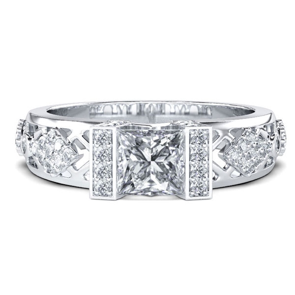 

Italo Cathedral Art Deco Created White Sapphire Engagement Ring