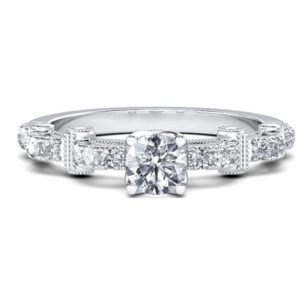 

Cathedral Milgrain Round Engagement Ring (0.97 CT. TW.), White