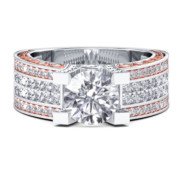 Two Tone Vintage Filigree Engagement Ring (2.09 CT. TW.), White