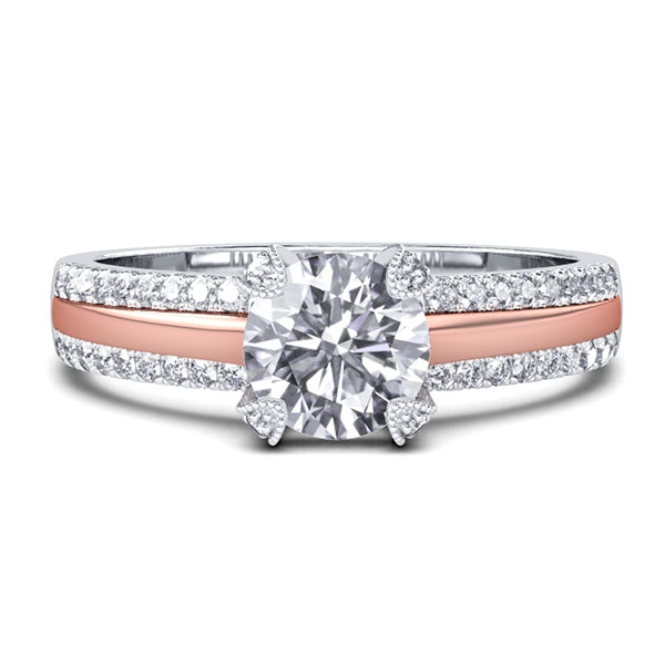 

Two Tone Double Row Pave Band Engagement Ring (0.98 CT. TW.), White