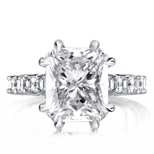 Double Prong Princess Cut Engagement Ring, White