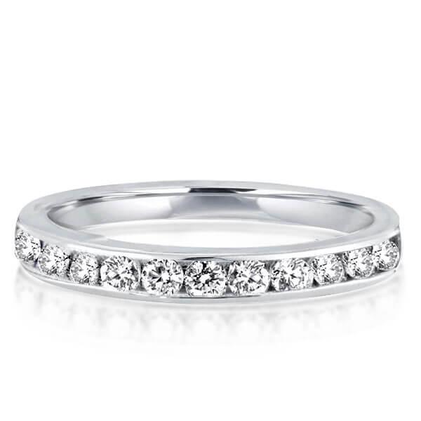 

Round Cut Channel Set Half Eternity Wedding Band For Women, White