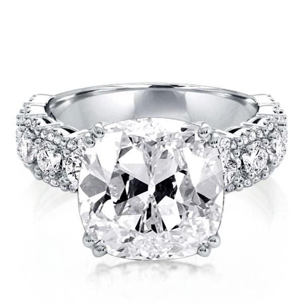 

Double Prong Round & Cushion Cut Engagement Ring, White
