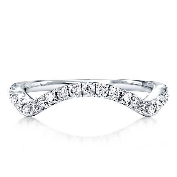 

Three-Quarters Design Round Cut Wave Wedding Band, White