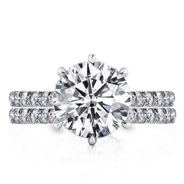 

Classic Half Six Prong Round Cut Eternity Bridal Set, White