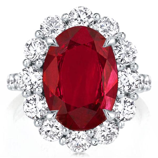 

Halo Created Oval Cut Garnet Engagement Ring, White