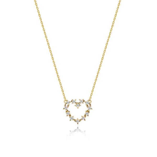 

Simple Golden Heart Design Pendant Necklace, White