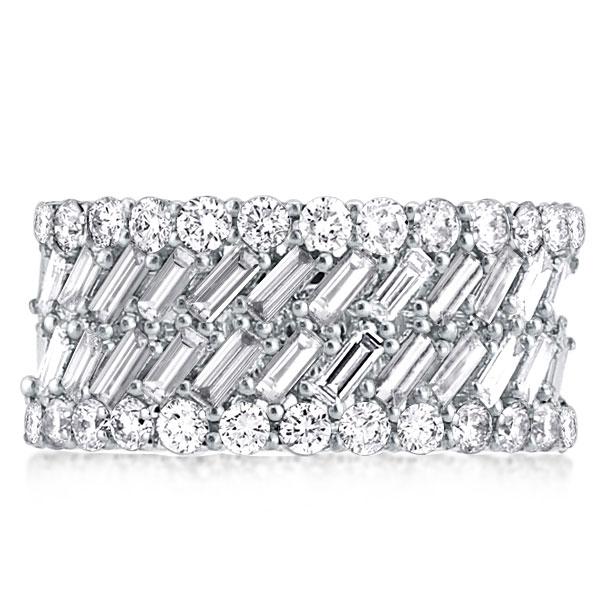 

Multi Row Baguette & Round Wedding Band, White