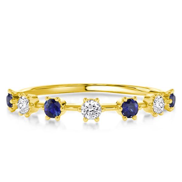 

Golden Alt. Blue Sapphire Round Wedding Band, White