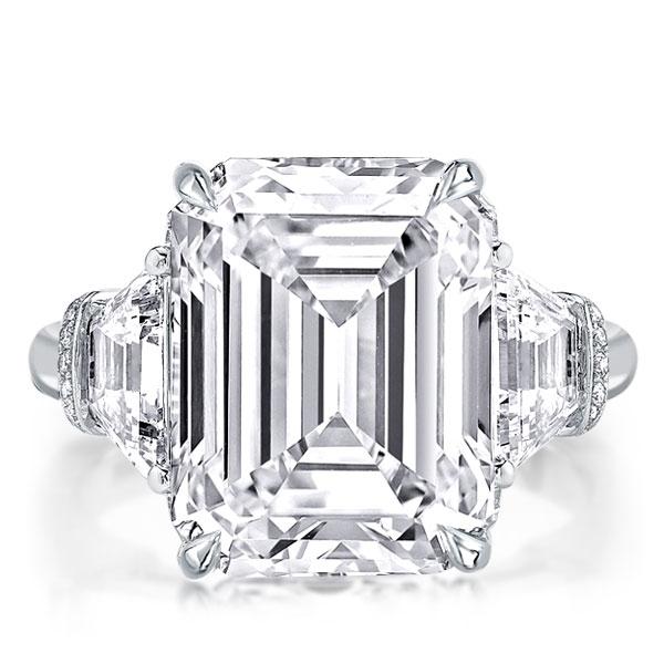 

Italo Emerald Cut Engagement Ring Three Stone Engagement Ring, White