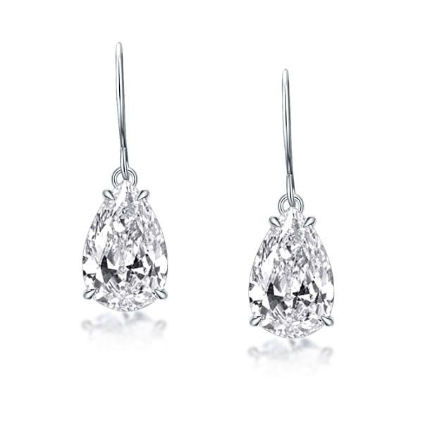 

Italo Pear Cut Solitaire Drop Earrings For Women, White