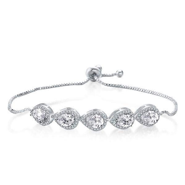 

Halo East West Pear Bracelet For Women, White