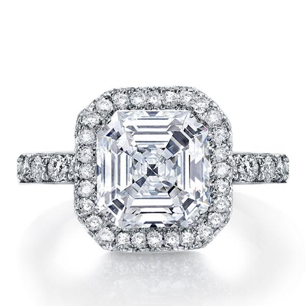 

Italo Halo Asscher Created White Sapphire Engagement Ring