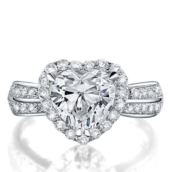 

Italo Halo Heart Created White Sapphire Engagement Ring